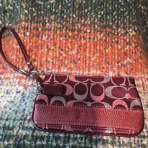 Coach Maroon Signature Wristlet. Offers Welcome!